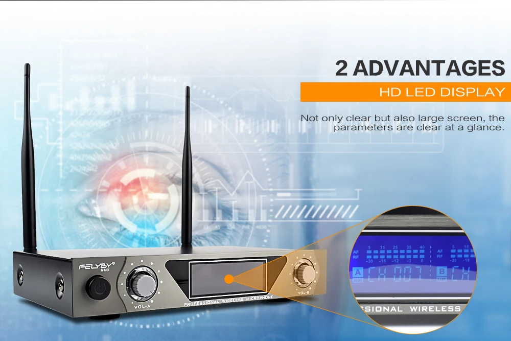 FELYBY VHF портативный беспроводной микрофон системы с двойной ручной динамические микрофоны для караоке вечерние классных встреч