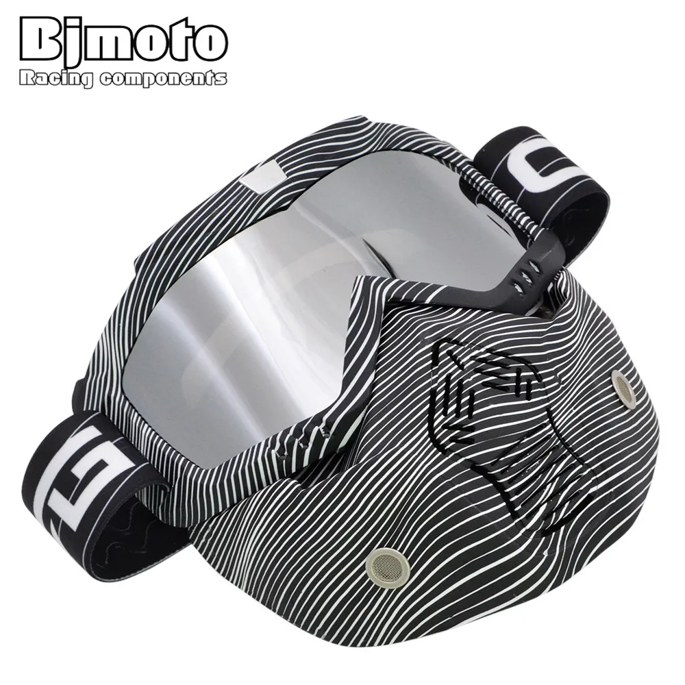BJMOTO винтажная маска на шлем для лица съемные очки мотокросса самокат реактивные