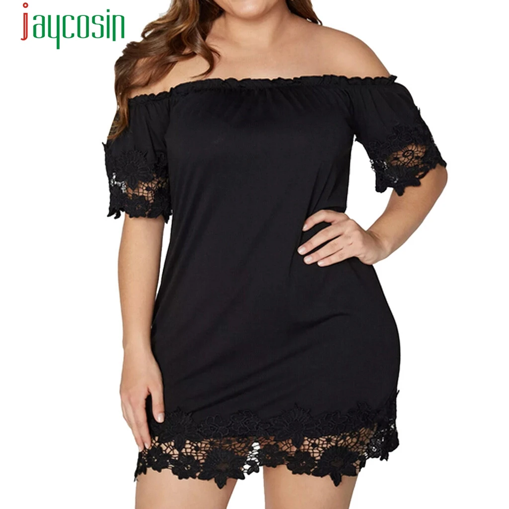 Летнее модное женское платье JAYCOSIN сексуальное с открытыми плечами кружевное