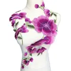 2 шт., вышитые фиолетовые цветы, пион из ткани, свадебная аппликация, лента, края, сделай сам, нашивка для невесты, платья, джинсов