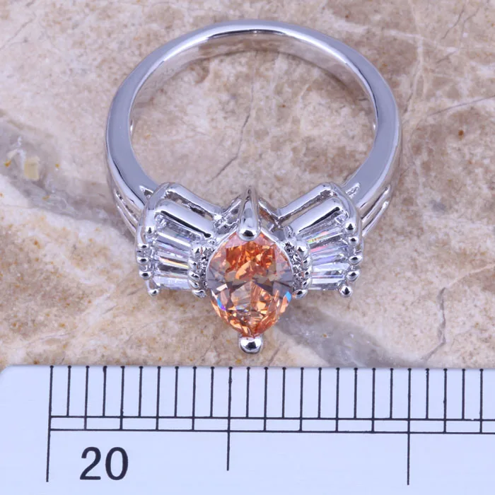 Очаровательное коричневое моранитовое белое CZ посеребренное женское Ювелирное