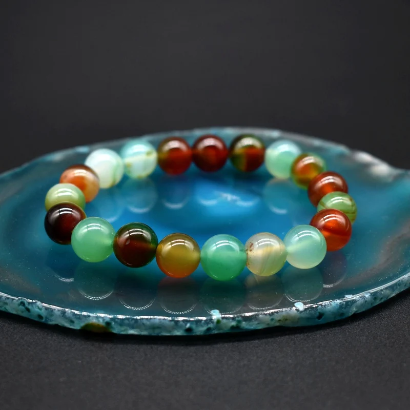 High Quality Blue Peacock carnelian Buddha Bracelets Natural Stone Round Beads Elasticity Rope Men Women Bracelet | Украшения и