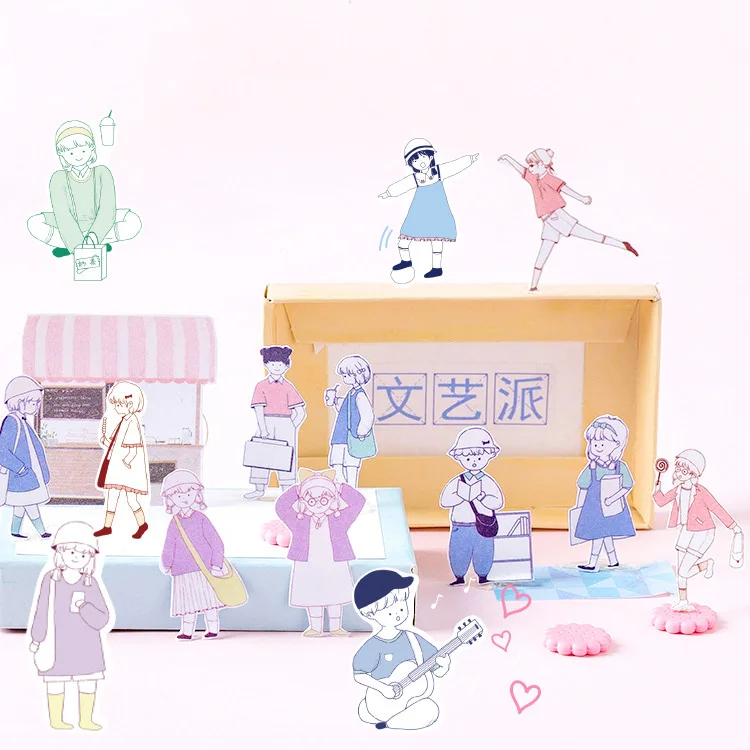Mohamm Kawaii Маленькая народная серия человек цвет Васи Маскировочная Липкая Лента наклейки Скрапбукинг Канцелярские Декоративные ленты