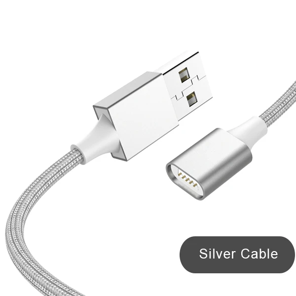 Only Silver cable NOHON Магнитный кабель для зарядки и синхронизации данных со светодиодным освещением для iPhone X 7 8 Plus XS XR Micro usb type C для samsung 1 м 2 м - Цвет: Only Silver cable