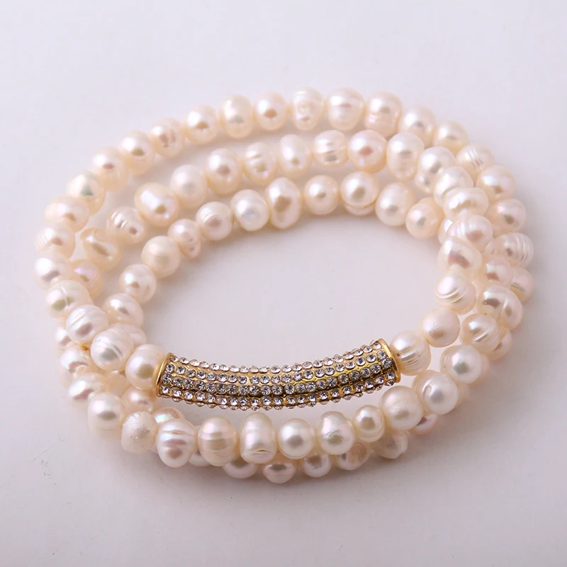 New Design Fashion Crystal Armband Made By Pearl Bracelet Gold Pipe bangle | Украшения и аксессуары