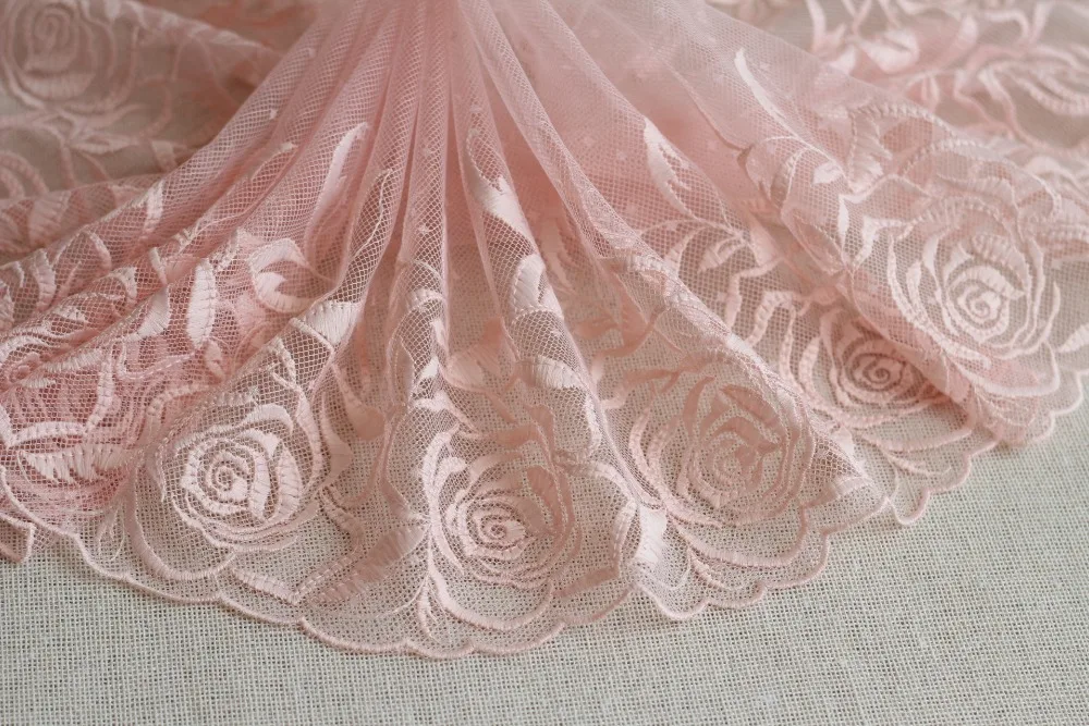 MLAEY 2Yards Pink Exquisite Embroidered Flower Lace Trim High Quality Fabric DIY Craft&ampSewing Dress Clothing Accessories | Дом и сад