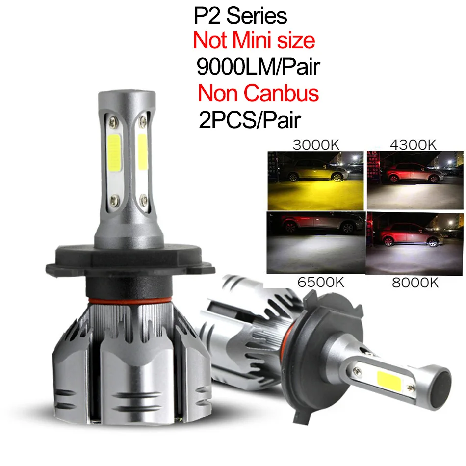 NOT CANBUS 2 PCS Yamyff 2 предмета H4 светодиодный H7 Canbus автомобилей головной светильник 3000K 4300K 6500K 8000K Авто Лампа H1 H3 H11 H27 880 9005 9006 мин и противотуманных фар с возможностью креативного светильник - Испускаемый цвет: NOT CANBUS 2 PCS