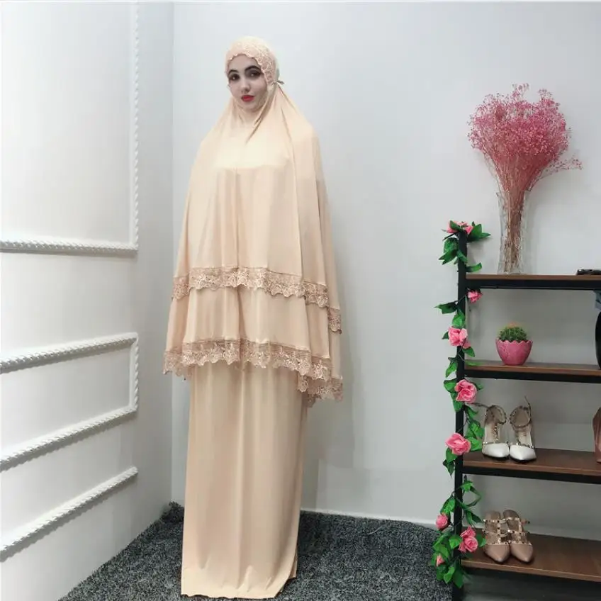 Длинные мусульманские халаты abaya кружевной шарф с арабским исламским рамаданом