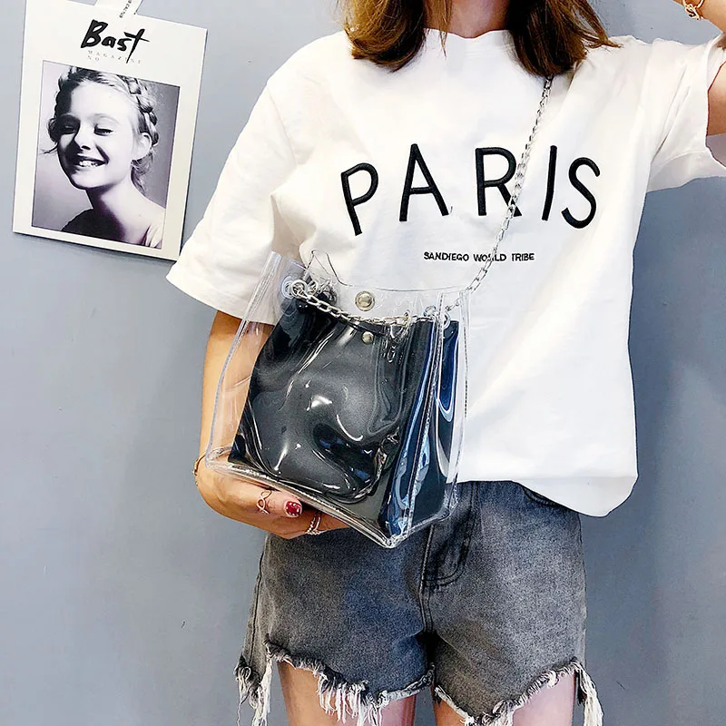 DCOS Для женщин сумки в виде ведерка Пластик прозрачные композитный Женская