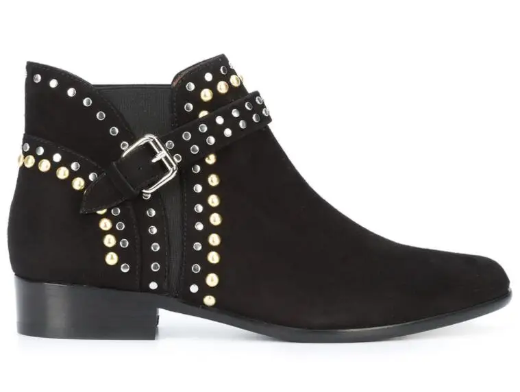 

Мужские зимние короткие ботильоны, черные модные ботинки из коровьей кожи, мужские ботинки челси с острым носком и металлическими заклепка...