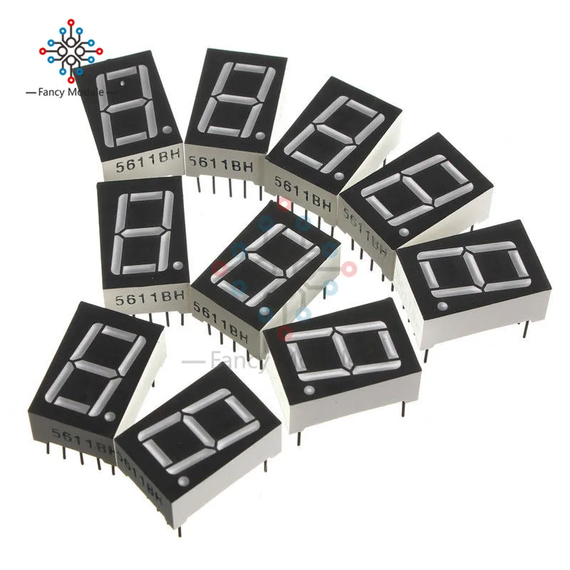 

10PCS Red 7 Segment 0.5" LED Display Digital Tube Common Anode 1 Bit 0.5 inch