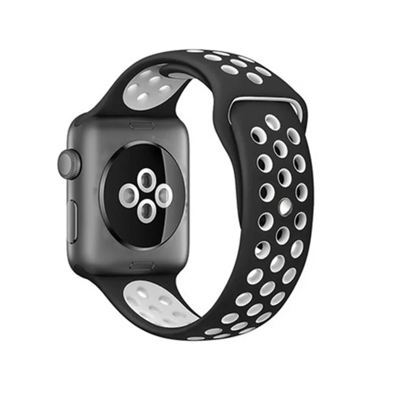 Black White ONEVAN Цветной силиконовый ремешок для наручных часов Apple Watch, версии 4/3/2 44 мм, 42 мм, 40 мм, 38 мм, спортивный браслет, ремешок для iwatchBand - Цвет: Black White