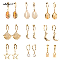 ingesight z 10 styles bohemian natural shell copper clip earrings without piercing women statement crystal star earrings jewelry