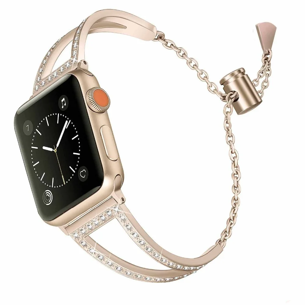 JANSIN бриллиантовые ремешки для часов Apple watch 38 мм 42 мм 40 мм 44 мм iwatch ремешок серии 5 4 3 2 1 ремешок из нержавеющей стали женский браслет