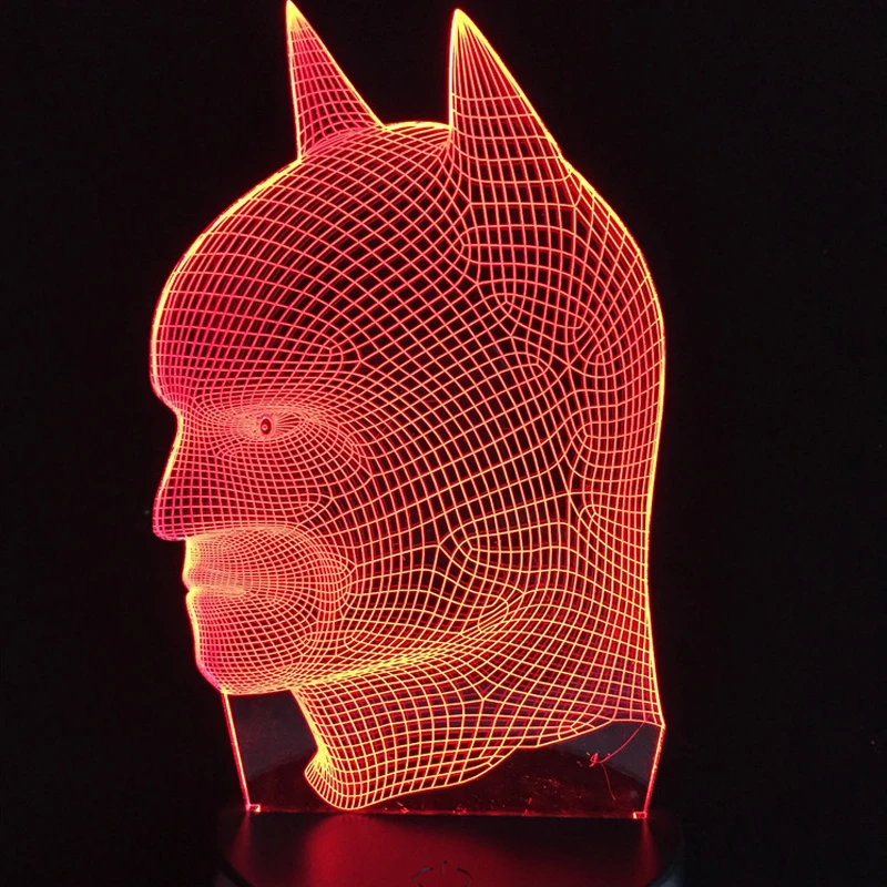 Batman Человек-паук, железный человек, Халк, Бэтмен, Америка, капитан, 3D лампа, фильм, герой, домашний стол, декоративный USB иллюзия, Ночной светильник, детская игрушка, подарок - Испускаемый цвет: Batman
