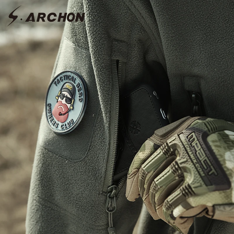 

S.ARCHON Warm Thicken Military Fleece Jacket Men Outdoor Casual Multi Pockets Soft Thermal Army Jacket Hiking Tactical Coats