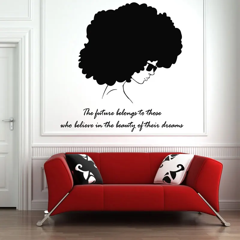 

Fashion Tribal African Woman Decal Quote Beautiful Afro Girl Home Decoration Vinyl Wall Art Sticker Removable Murals 3240