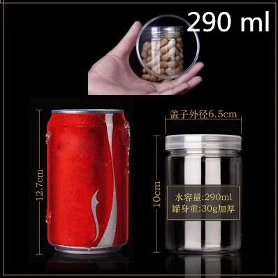 290 ml Transparent 20 шт 220 290 350 мл пустая прозрачная пластиковая упаковка-банка сушеные медом конфеты образцы упаковочные контейнеры банка - Цвет: 290 ml Transparent