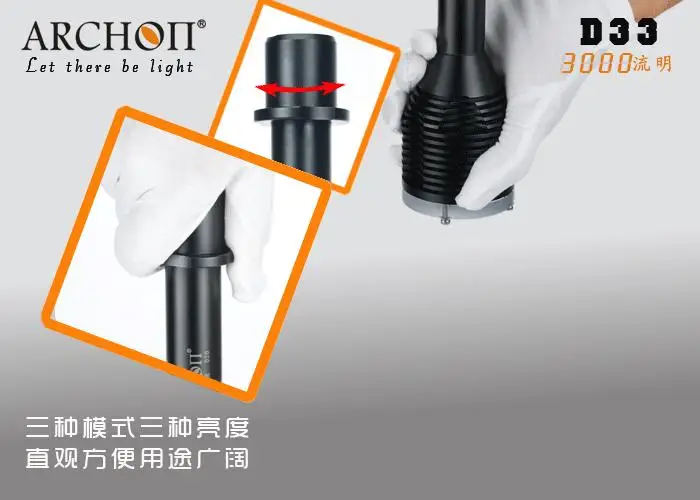 ARCHON D33 CREE XM-L T6 3000 люмен фонарь для дайвинга фонарик 100 М Подводная фотосъемка от аккумулятора 18650