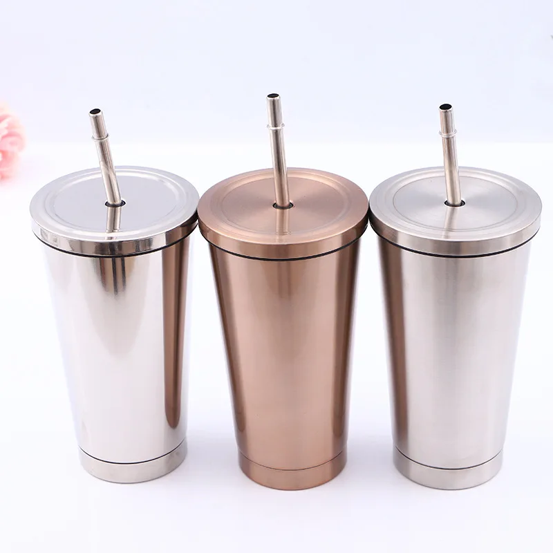 

500 мл Термос с двойными стенками из нержавеющей стали 304, кружка с соломинкой 2019, новый стиль, вакуумная колба, кружка для сока, молока, кофе