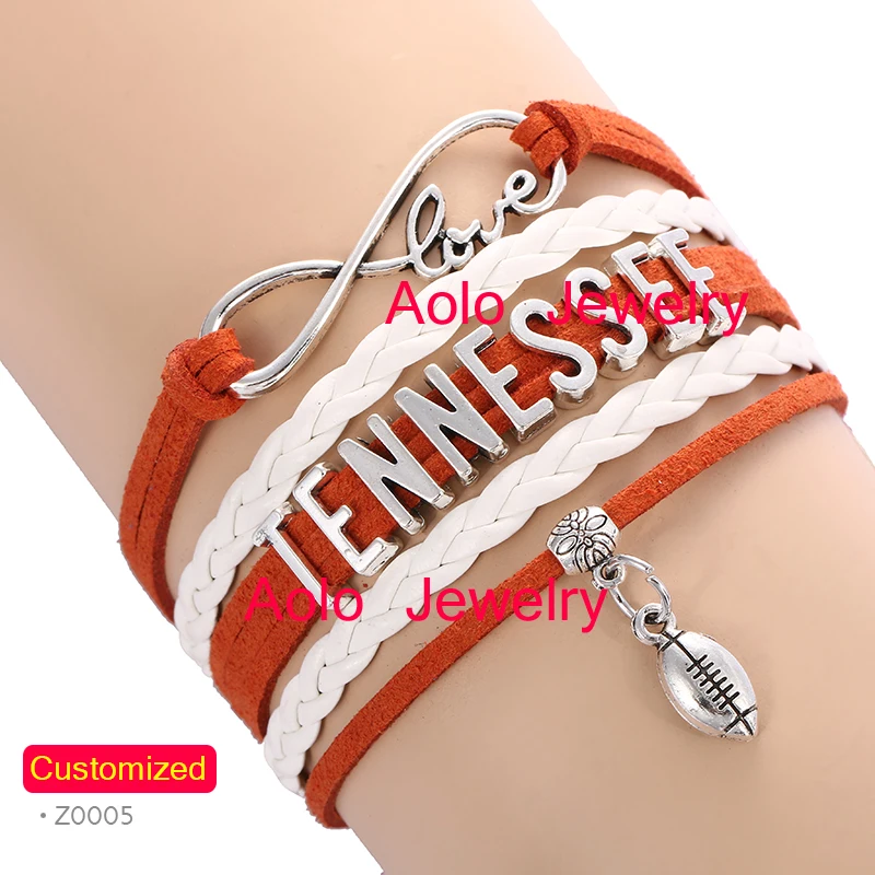 TENNESSEE браслет знак бесконечности футбол оранжевый/белый сделать свой