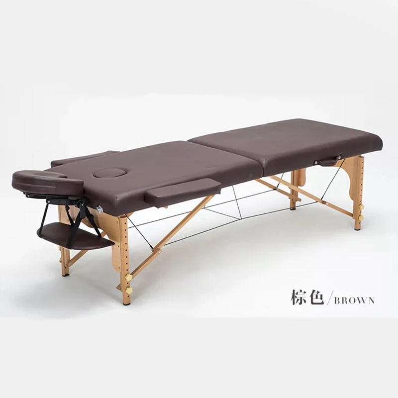 Brown(185x60cm) Оригинальные складные спа массажные столы мебель для салона деревянная массажная кровать портативный Акупунктура красота физиотерапия тату стол - Цвет: Brown(185x60cm)
