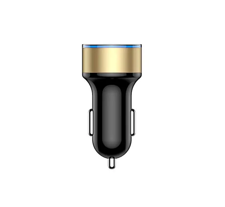 Black Gold Светодиодный USB Автомобильное зарядное устройство 3.1A с двумя портами USB штекер конвертер два отверстия Зажигалка Цифровой светодиодный вольтметр 12 В/24 В автомобильные аксессуары - Название цвета: Black Gold