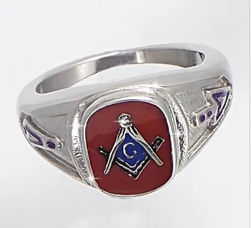 Оптовая продажа из нержавеющей стали старинное красное ложе масонское кольцо