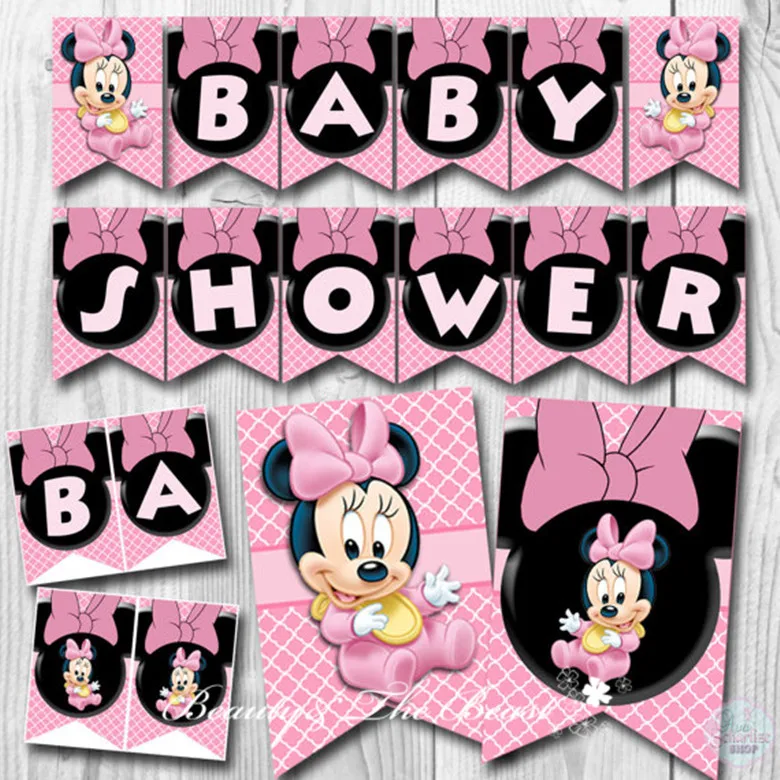 Баннер с Минни Мышь Baby Shower баннер для вечеринки в честь Дня Рождения украшения