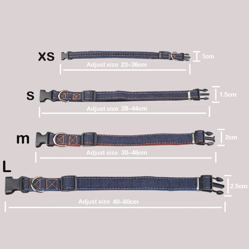 Vugsuce джинсовая джинсы ошейник для собак кошки одноцветное регулируемые