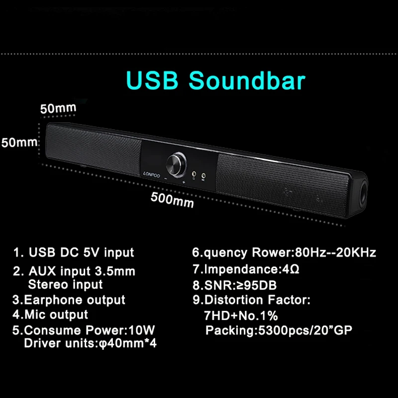 Lonpoo Портативный Bluetooth Динамик громкий музыке стерео площадь мини USB с