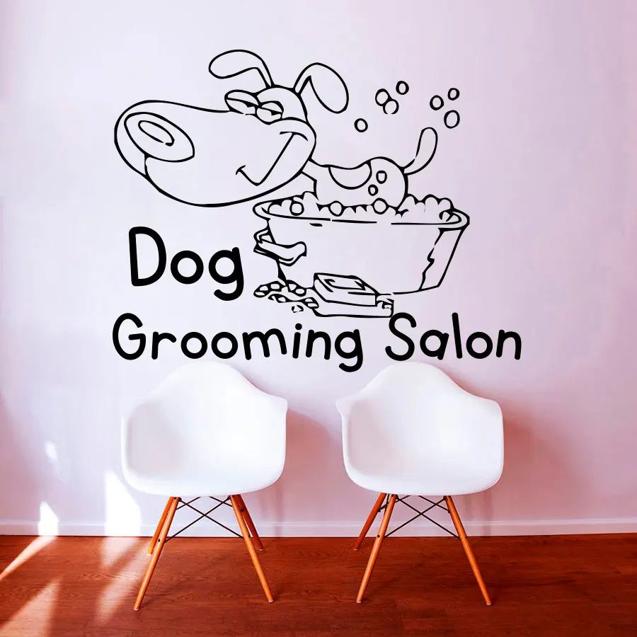 

ZOOYOO Dog Grooming Salon Pet Shop Wall Sticker PVC Removable Home Decor Cute Puppy Take A Bath Wall Decals Kids Room Decoration