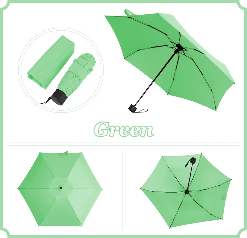 green 190g Super Light Mini Pocket Umbrella Rain Women Gift Men Umbrellas 5 Fold Parasol Girls Portable Kids Travel UMBRELLAS Paraguas - Цвет: green