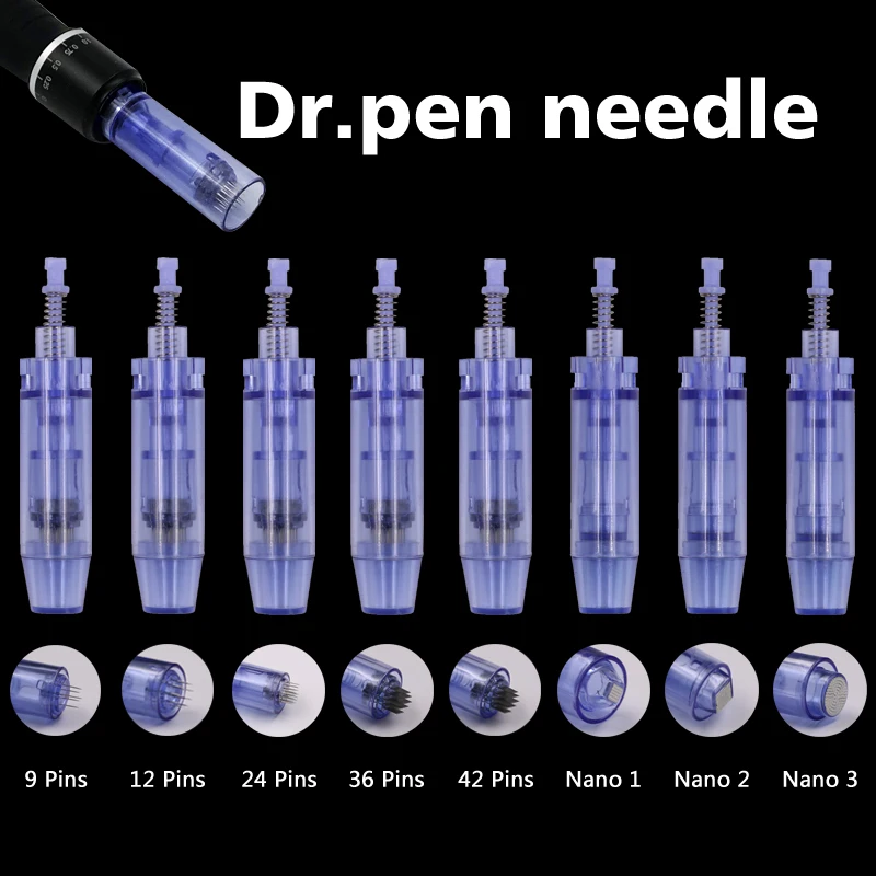 

Синяя микро-игла, 50 шт., 12, 24, 36 контактов, каргридж, Электрический DR derma pen, головка Запасные иглы, игла для татуировки из нержавеющей стали, нак...