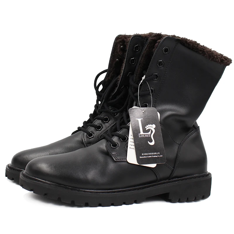 Мужские ботинки из натуральной кожи зимние теплые на меху резиновые армейские