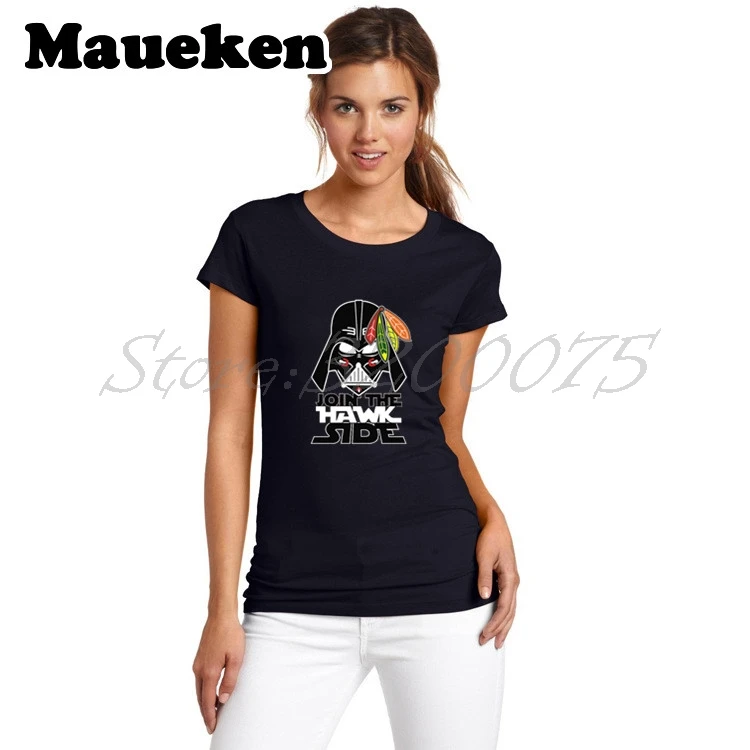 Женская модная футболка Chicago Blackhawks Star Wars Join The Hawk Side Darth Vader с короткими рукавами