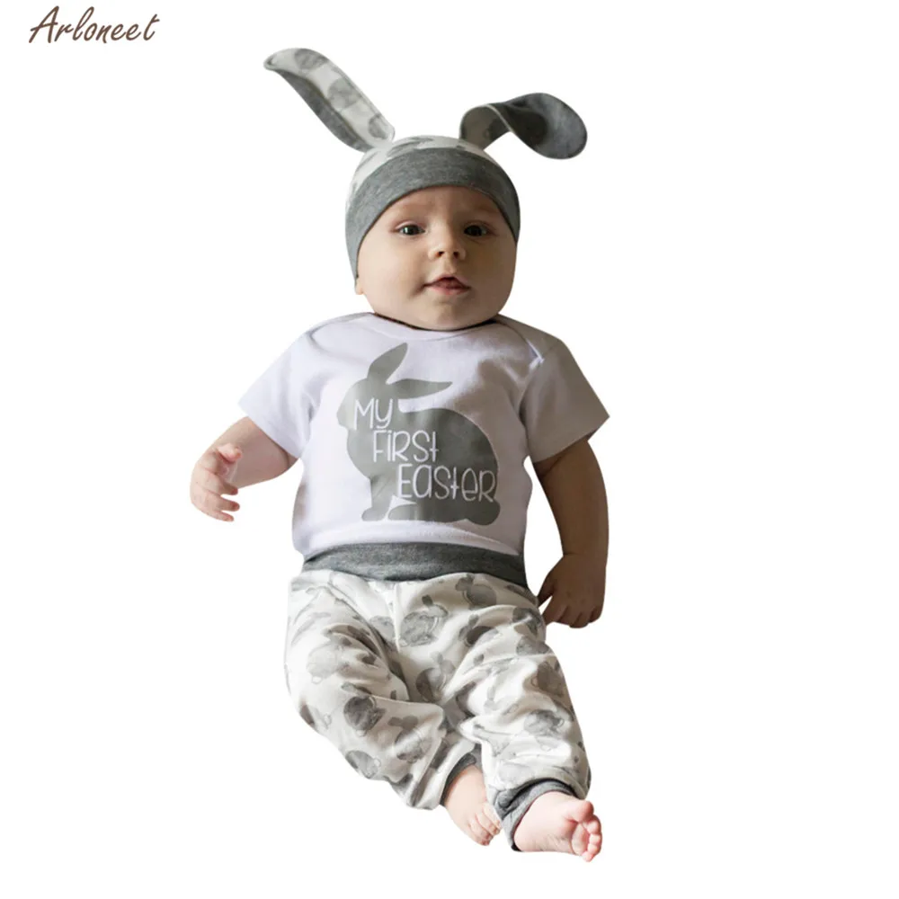 ARLONEET/одежда белый комбинезон с принтом пасхального кролика + штаны шапочка для