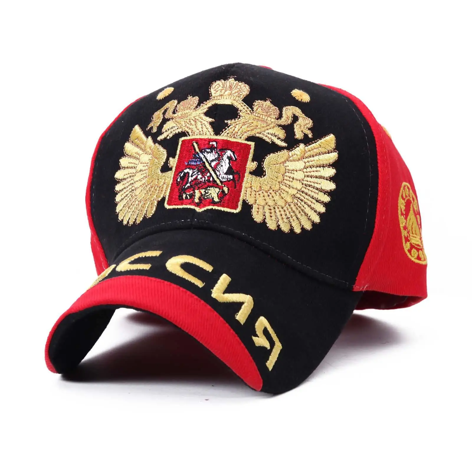 Женская и Мужская модная бейсболка с вышивкой, русская национальная эмблема, хлопковая уличная Спортивная Кепка для отдыха, солнцезащитная Кепка, бейсболки для папы - Цвет: Black