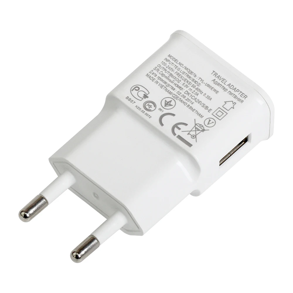 100 шт./лот белый черный 5 В 2 А для путешествий EU us Plug настенное USB зарядное