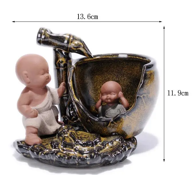 

Chinese ceramic reflux incense burner young monk Water tank play Creative furnishing