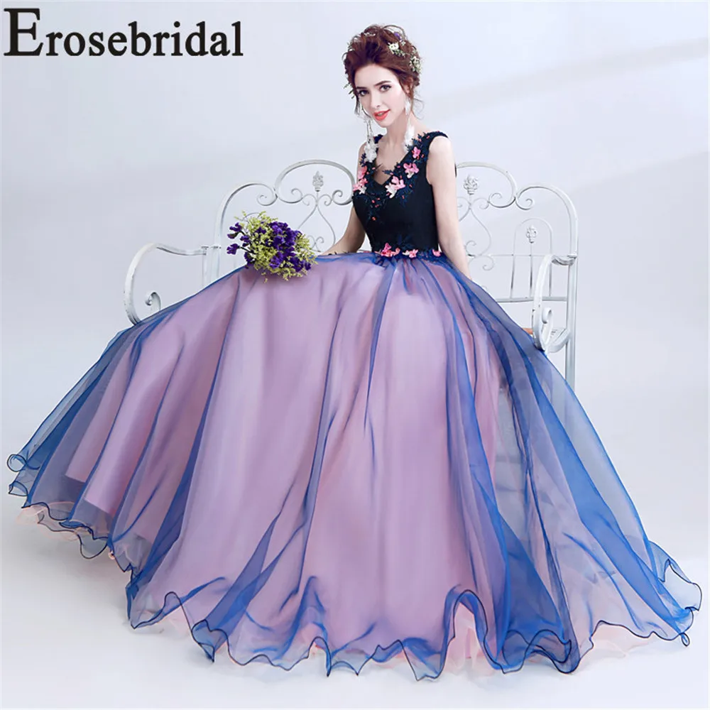 Женское кружевное вечернее платье Erosebridal длинное контрастное на выпускной