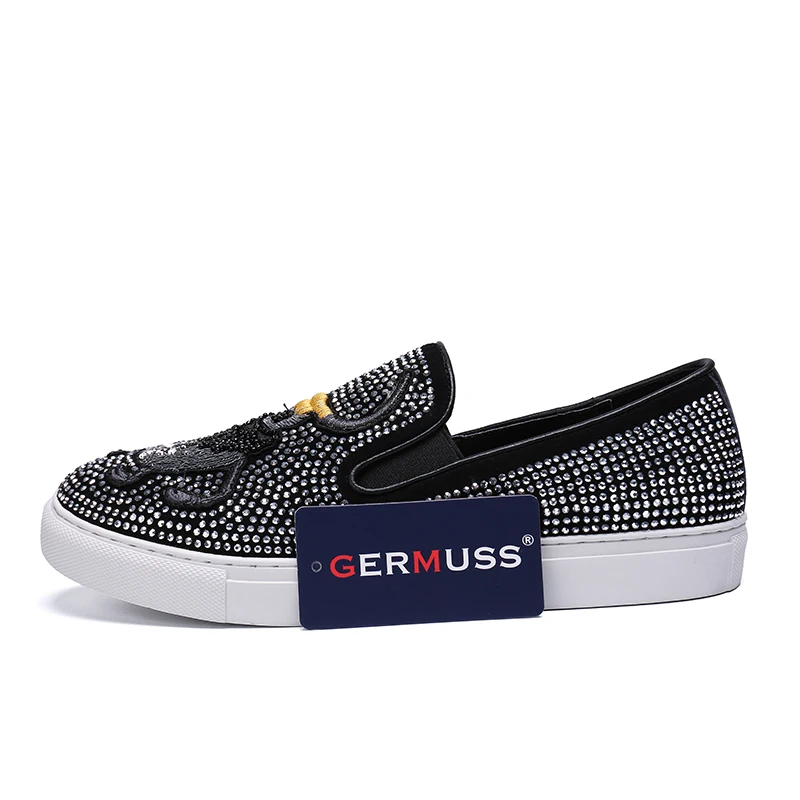 Г. дизайн, большие Size38-46, со стразами, животным узором жука, повседневная мужская обувь без застежки немецкая модная дизайнерская обувь