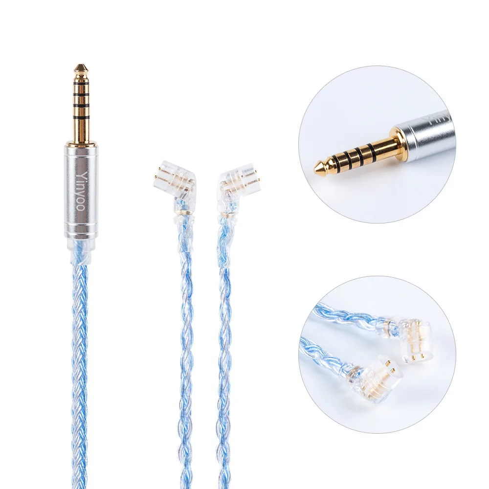 QDC 4.4 AK Yinyoo 16 Core Silver Plated Cable 2.5/3.5/4.4mm Balanced Earphone Upgrade Cable With MMCX/2Pin for ZS10 PRO AS16 ZSX C12 - Цвет: QDC 4.4