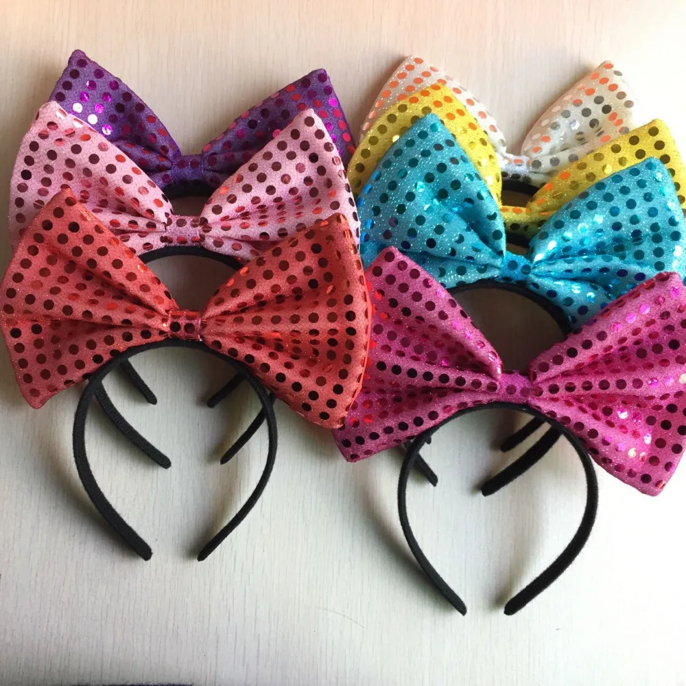 7 шт. повязка на голову с блестками и бантом для девочек Дамский бантик мигающий