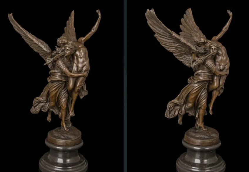 Скульптура ZSR в стиле арт деко Глория VICTIS Angel Save Nude Man Warrior Бронзовая статуя R0712