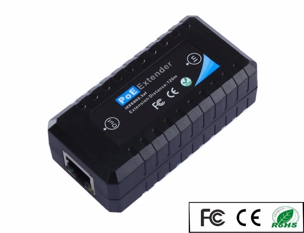 Пассивный 1 порт POE IEEE802.3af Ethernet удлинитель/ретранслятор для CCTV ip-камер около 120 метров(макс) под стандартный кабель CAT5