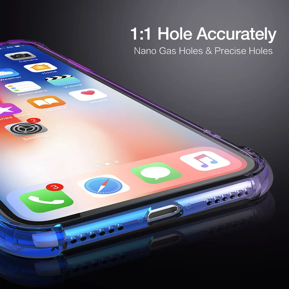 KISSCASE Shockproof Phone Case For iPhone X 10 7 8 Plus 6s Gradient Ultra-thin Soft TPU 6 6S Back Cover |