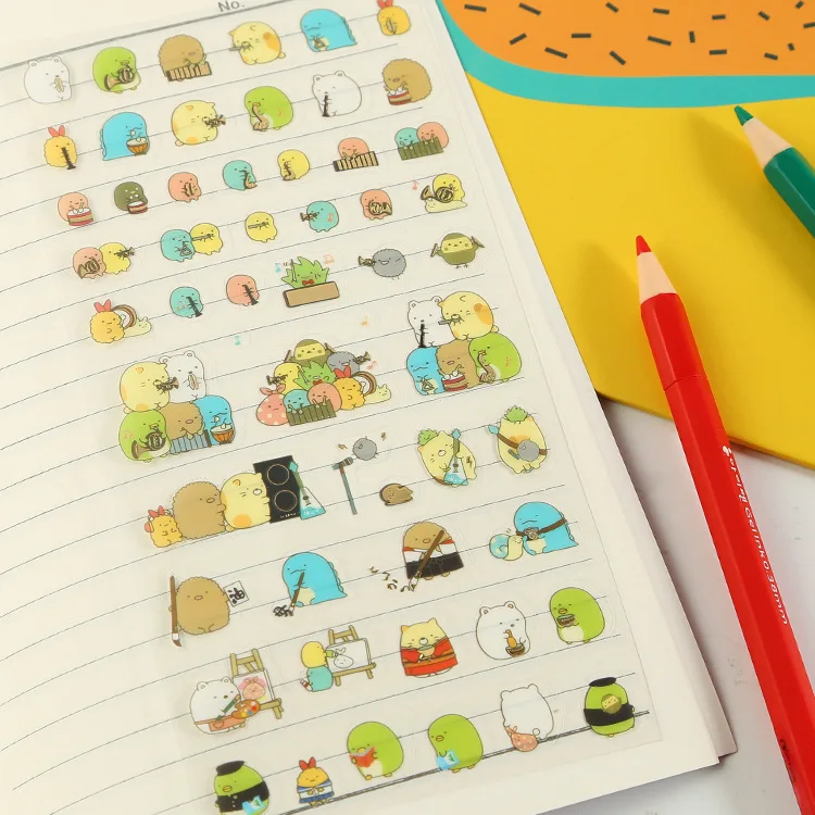 Уголок bio Corner creatures lazy bear hand sticker мультфильм Дневник Мобильный телефон DIY наклейки декоративные печать наклейки WJ01