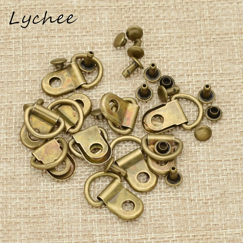Lychee 10 шт. искусственная бронза сделай сам кожаное ремесло D-образное кольцо