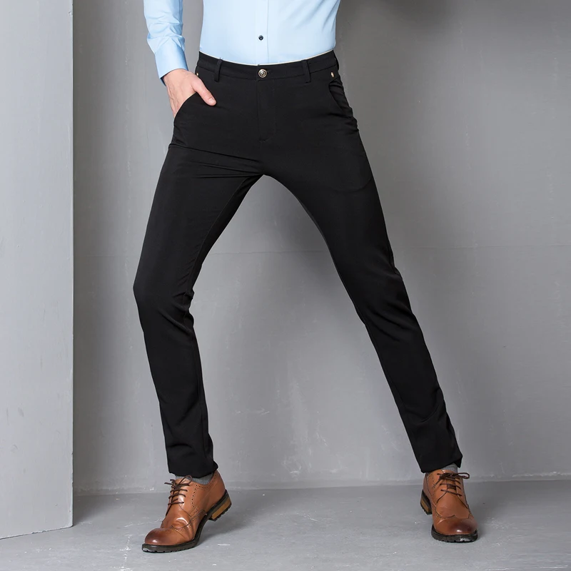 

Hot Sale 2018 Fashion New Men Pants Straight Male Classic Business Casual Long Slim Trousers Mid Full Length Pencil pants 1666
